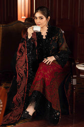 Black pakistani printed casual suit 1144